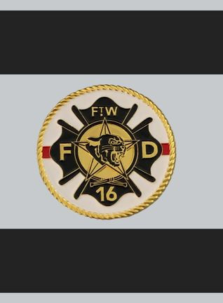 Fortworth Texas FD Commemorative Coin Maltese cross gold, black on white