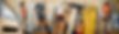 Panorama banner of assorted hand tools on wood for renovations, DIY, building and construc