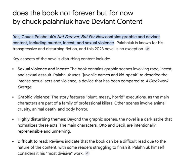 Thumbnail: Not Forever but For Now by Chuck Palahniuk