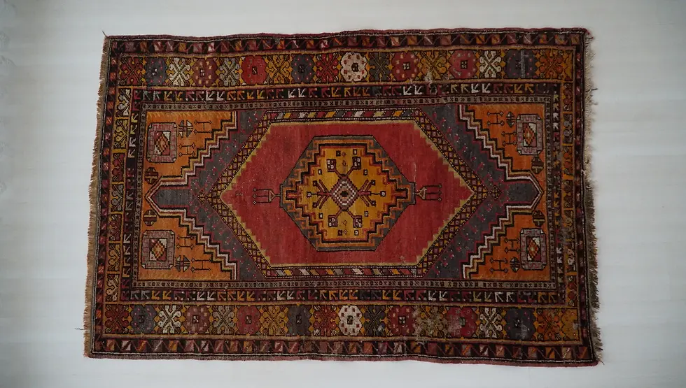 Thumbnail: 3x5 Multi Colour Vintage Turkish Rug, 3x5 Colourful Handmade Wool Anatolian Rug