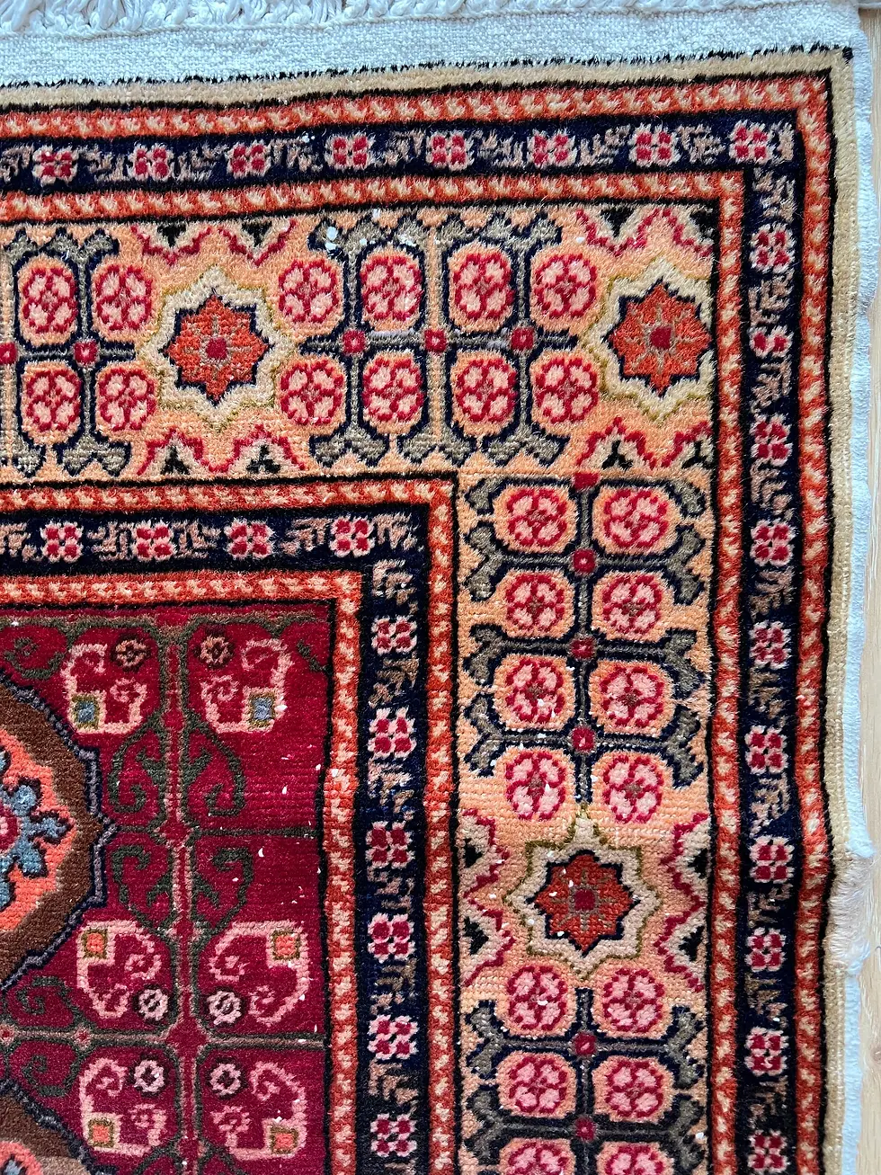 Thumbnail: 2x4 Floral Patterned Oriental Rug, Vintage Turkish Wool Rug, Antique Rug