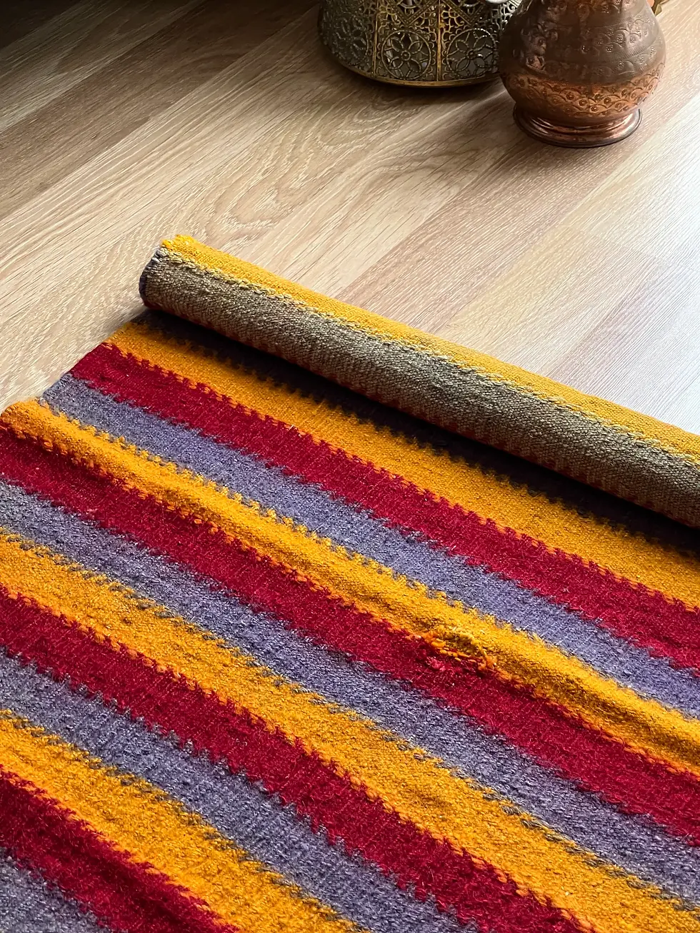 2x3 Striped Red-Yellow Kilim Rug, Harry Potter Gryffindor Rug