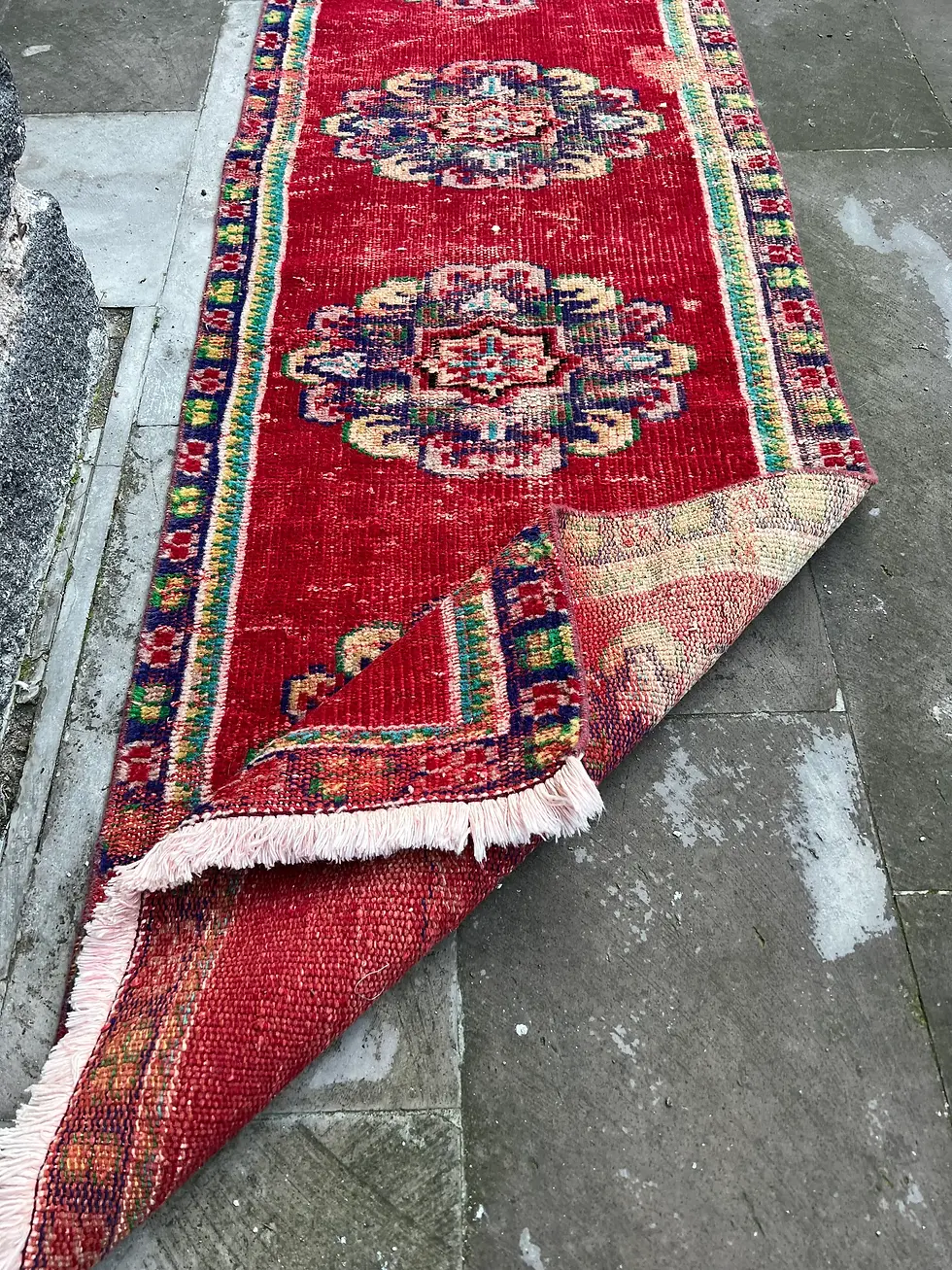 Thumbnail: 2x10 Long Rug Runner,Turkish Rug Runner Red,Shaded Antique Runner,Oushak Rug