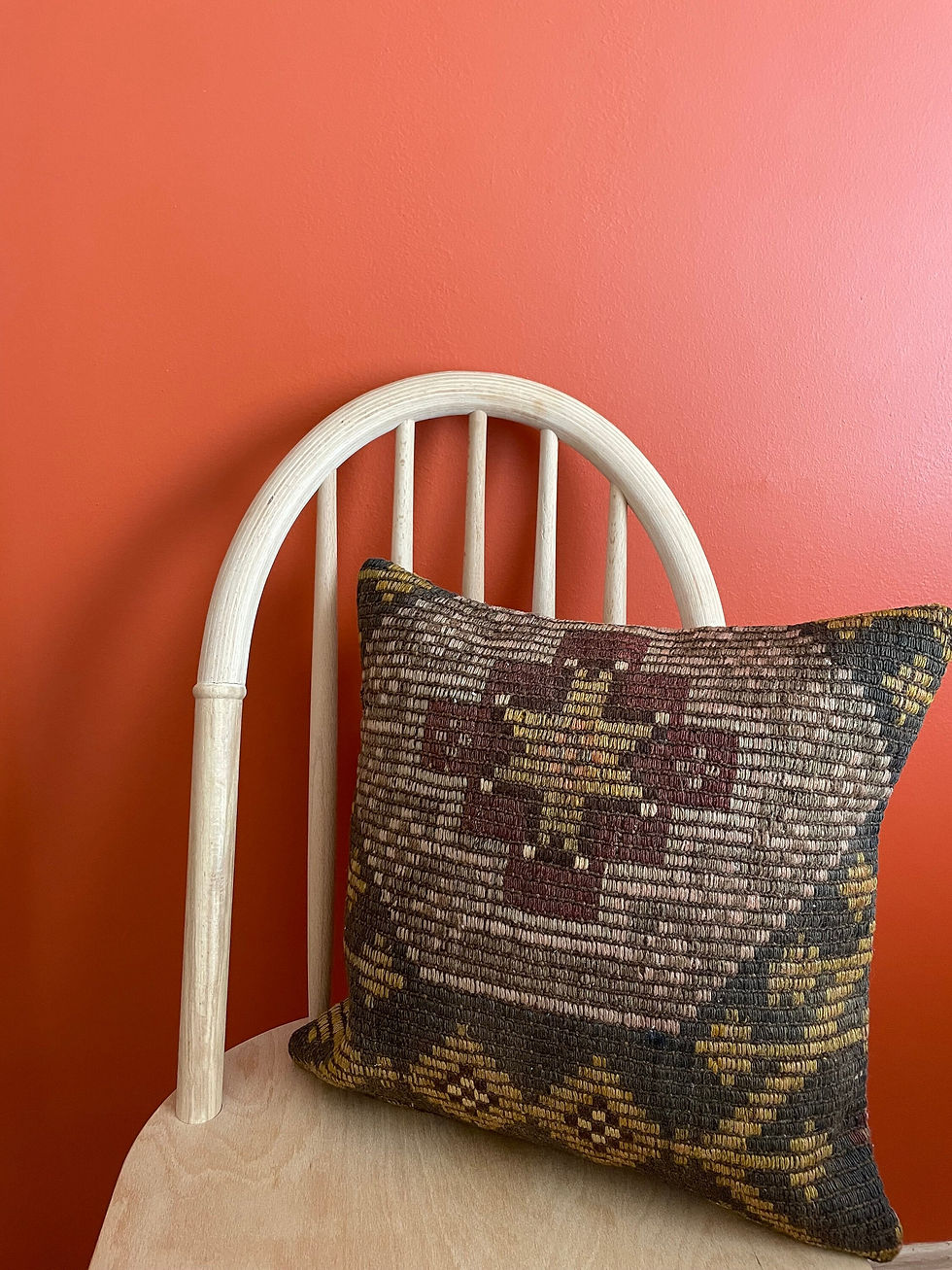 Thumbnail: 16x16 Brown Ethnic Kilim Pillow Cover, Decorative Turkish Rug Pillow Cover