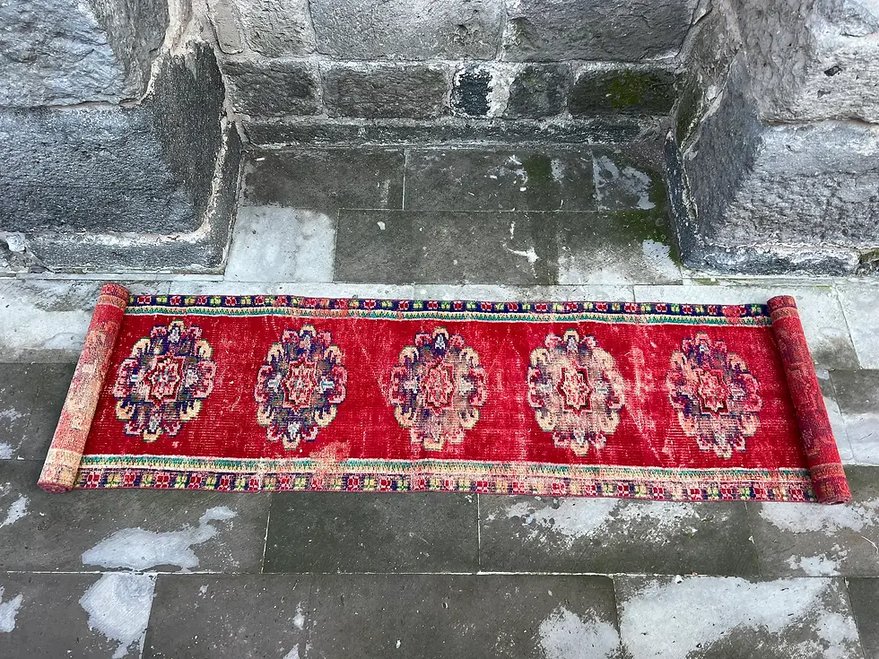 Thumbnail: 2x10 Long Rug Runner,Turkish Rug Runner Red,Shaded Antique Runner,Oushak Rug