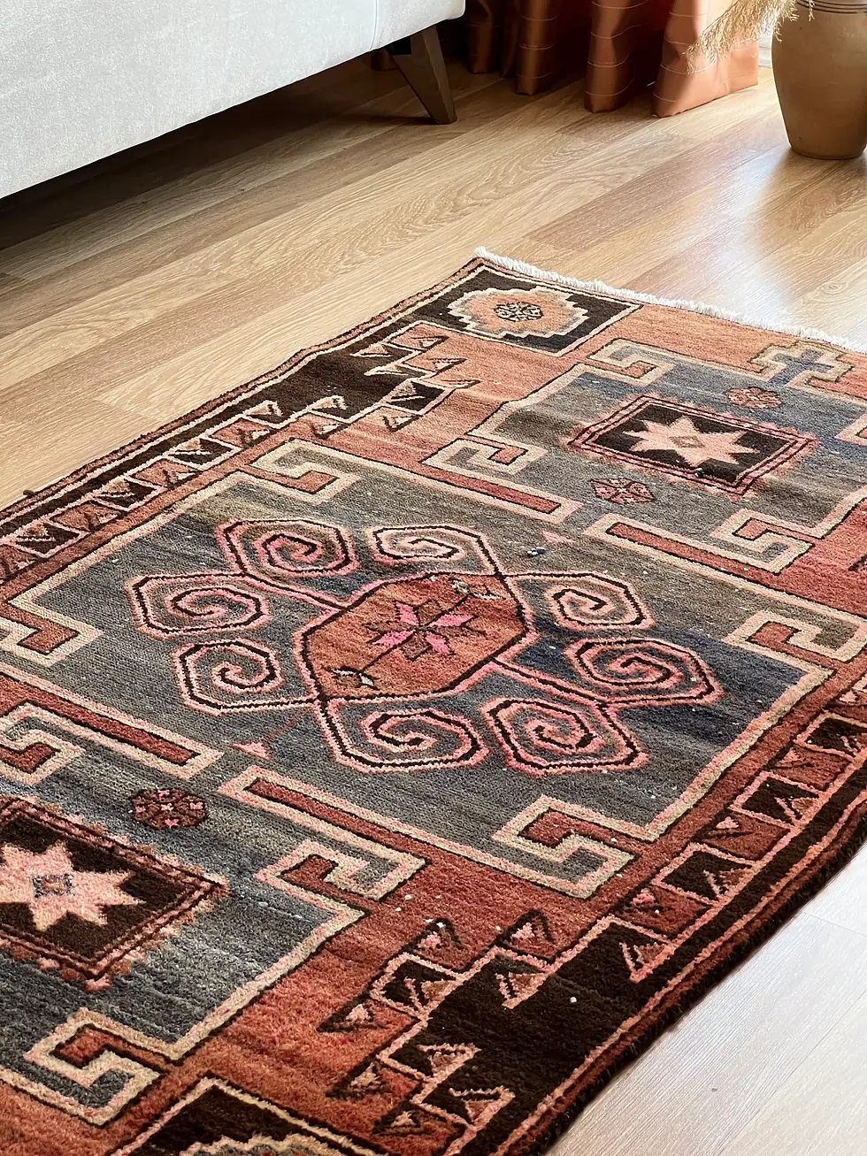 Thumbnail: 3x5 Pastel Vintage Handknotted Rug,Oushak Rugs for Livingroom,Handmade Rug