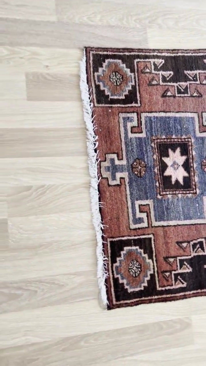 Thumbnail: 3x5 Pastel Vintage Handknotted Rug,Oushak Rugs for Livingroom,Handmade Rug