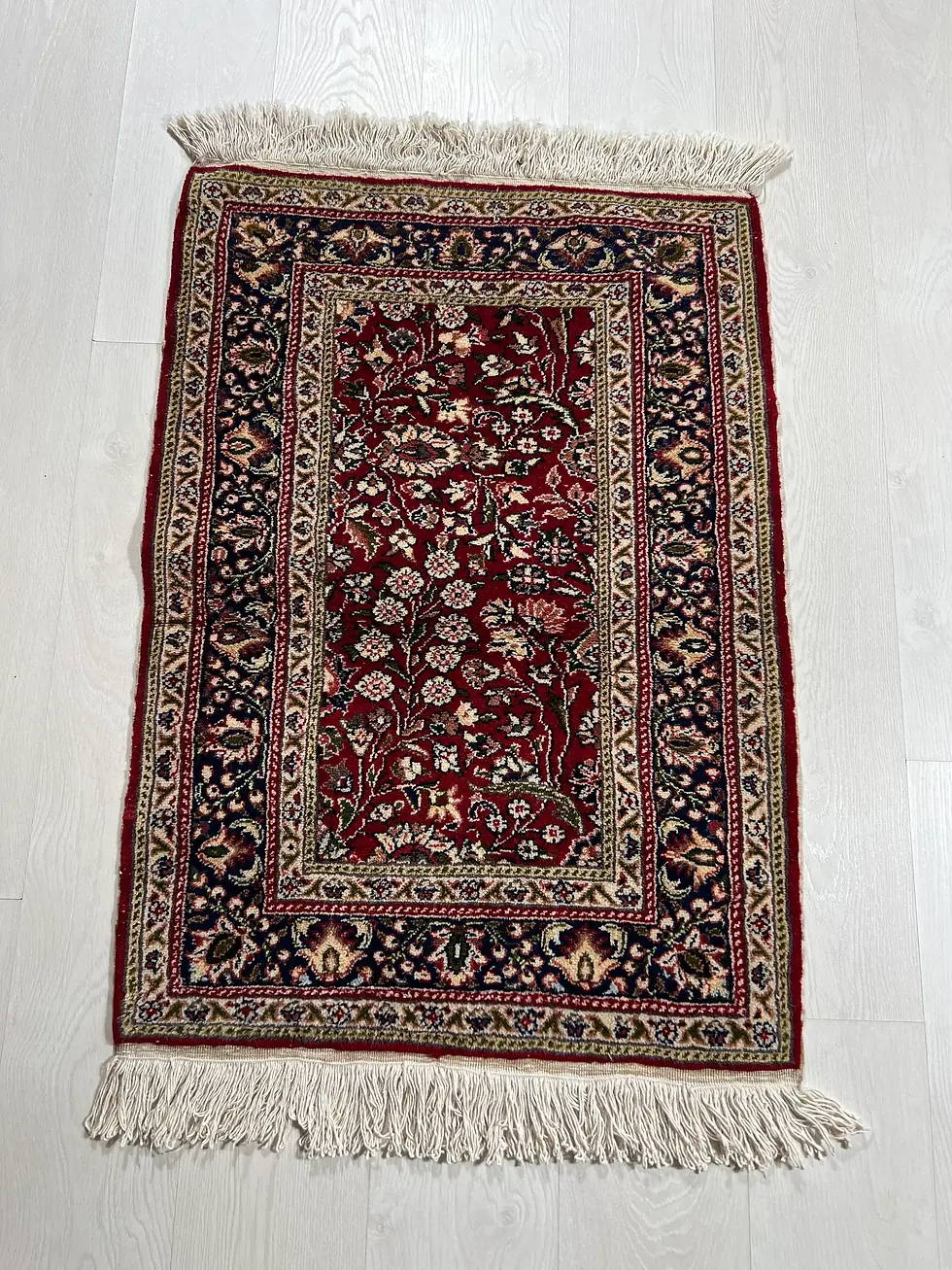 2x3 Floral Vintage Wool Rug, Handmade Turkish Mini Rug, Oriental Antique Rug