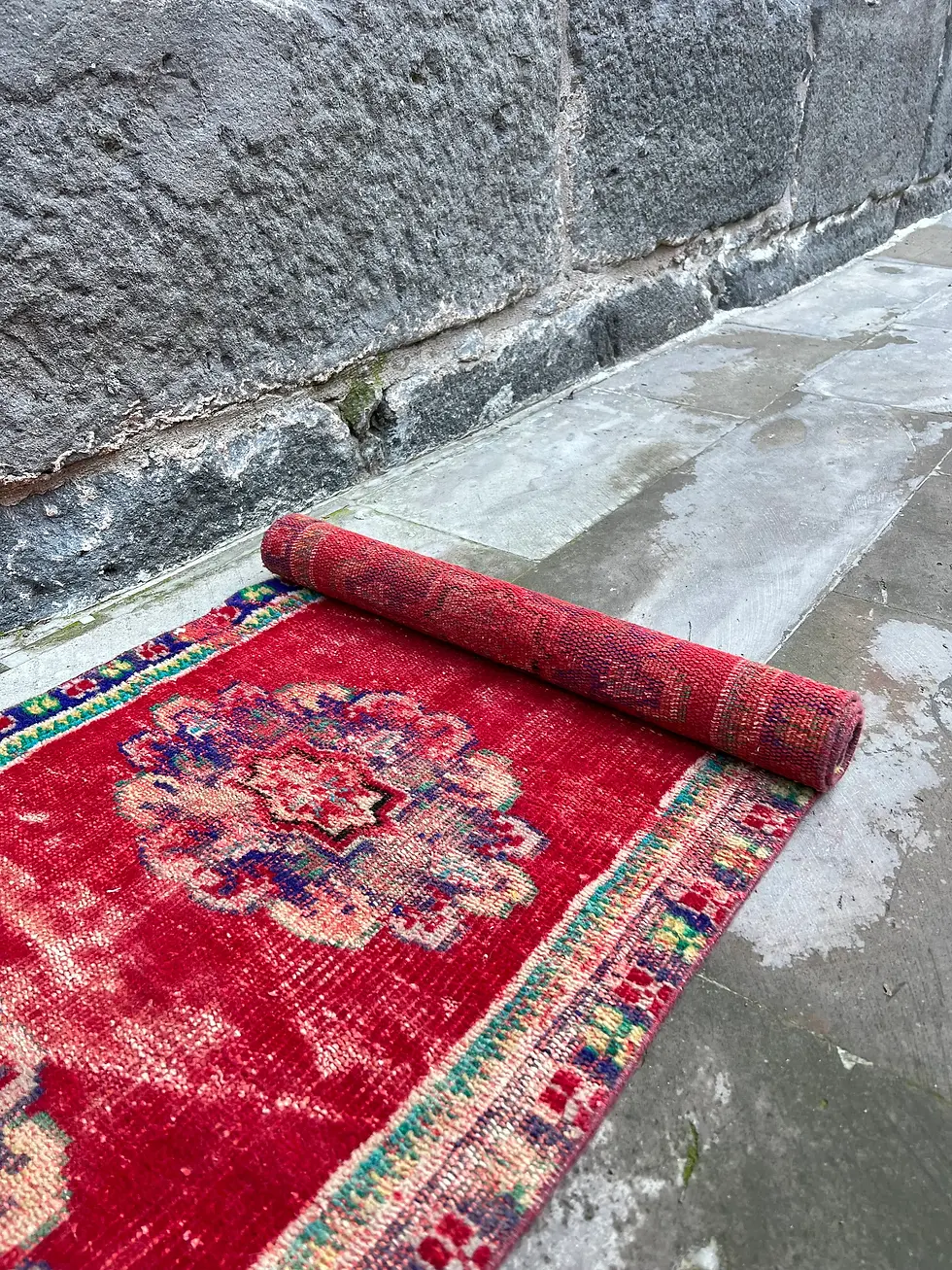 Thumbnail: 2x10 Long Rug Runner,Turkish Rug Runner Red,Shaded Antique Runner,Oushak Rug