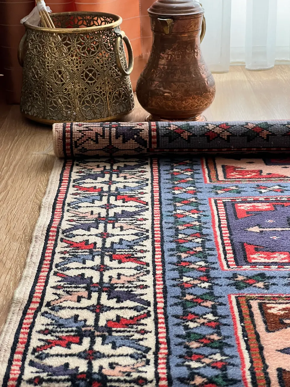 Thumbnail: 2x3 Small Blue Geometric Patterned Antique Rug, Vintage Southwestern Area Rug