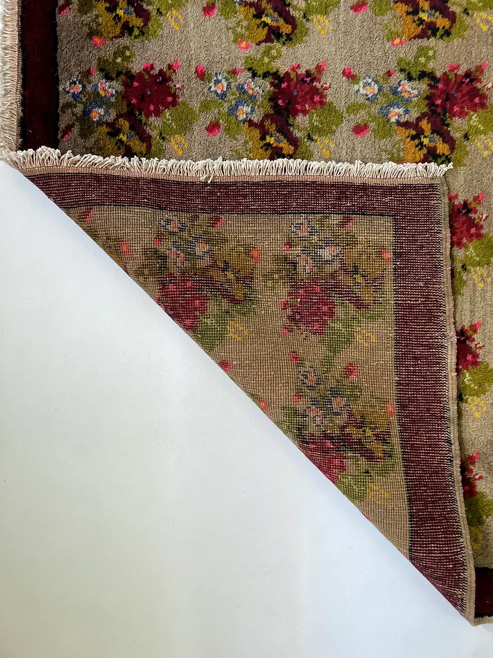 Thumbnail: 3x8 Floral Runner Rug,Handmade Turkish Runner,Hallway Rug Beige,Entryway Rug