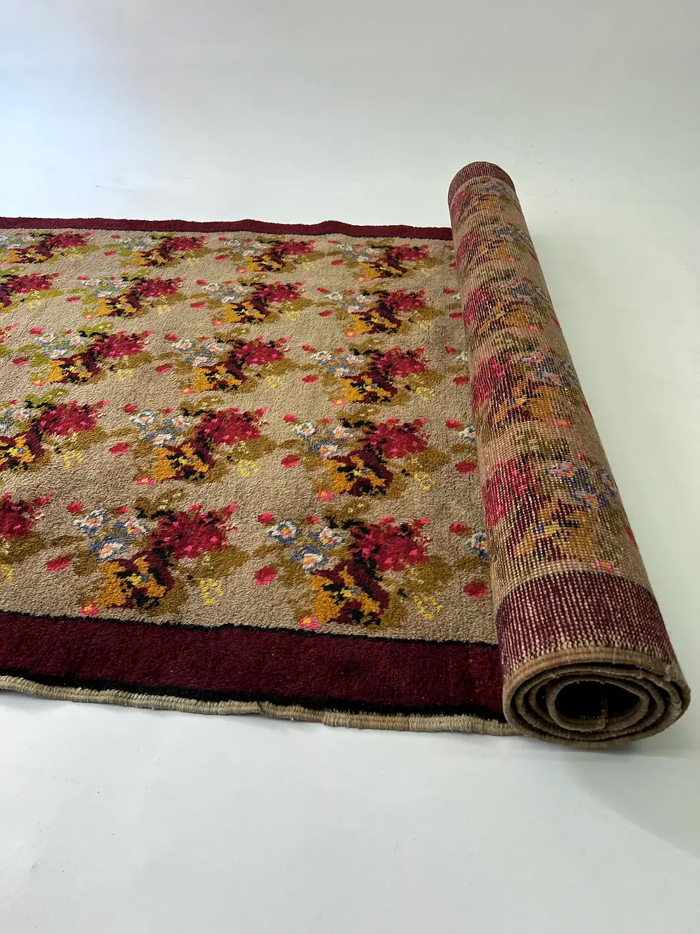 Thumbnail: 3x8 Floral Runner Rug,Handmade Turkish Runner,Hallway Rug Beige,Entryway Rug