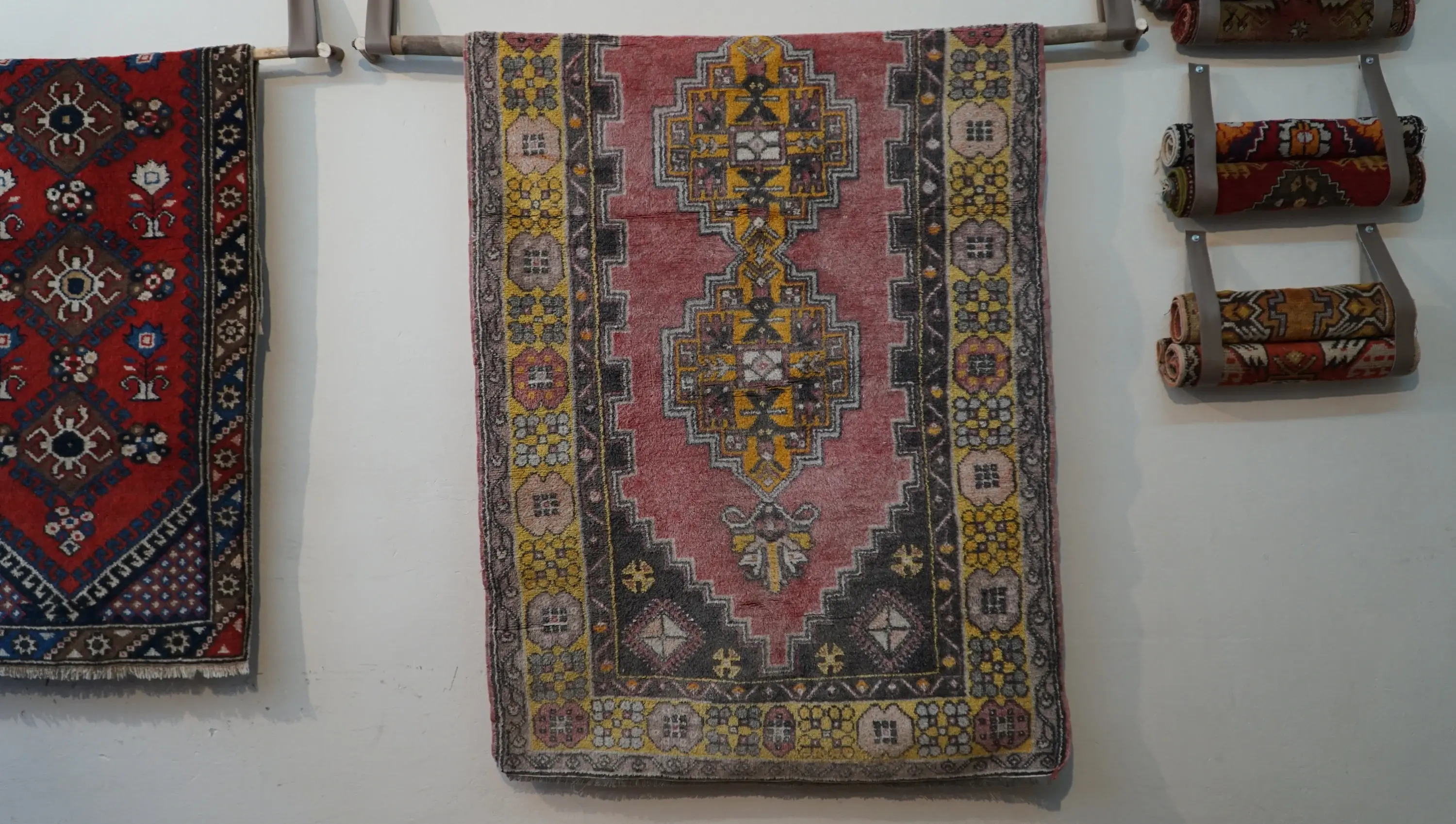 3x7 Colourful Pink Vintage Turkish Rug, Traditional Anatolian Style Wool Rug