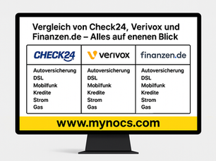 Vergleich von Check24, Verivox und Finanzen.de – alles auf einen Blick