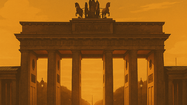 „Brandenburger Tor im goldenen Abendlicht, Passanten auf dem Pariser Platz – ein Motiv, das Berlin Moderne trifft Geschichte perfekt widerspiegelt.“