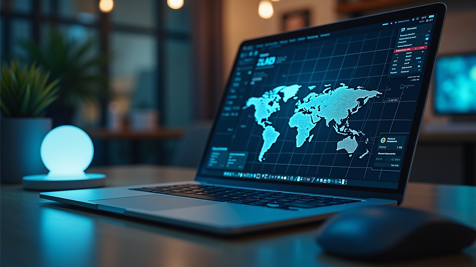 Eye-level view of a sleek laptop displaying AI software interface