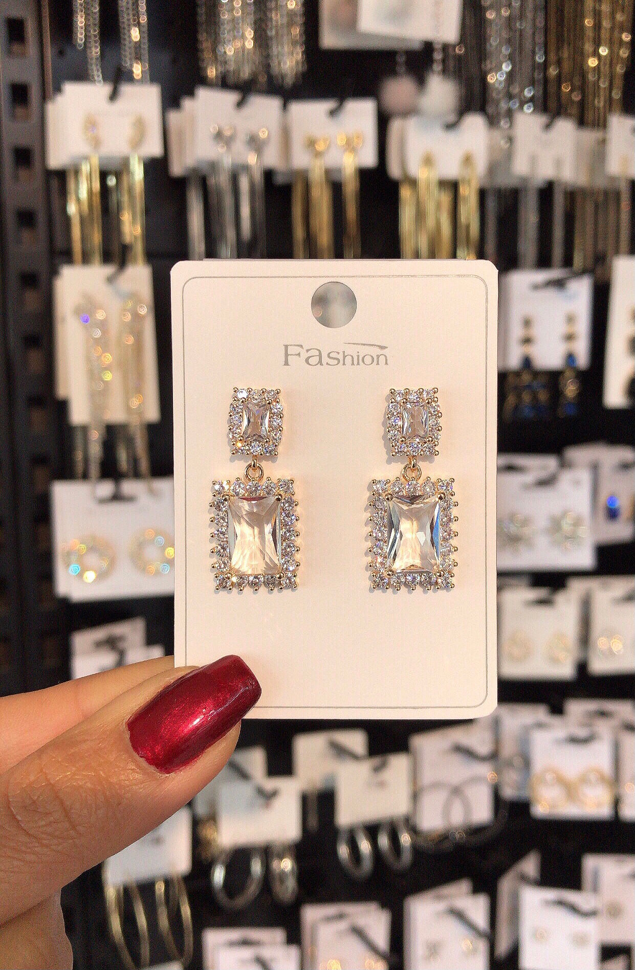 Zirkon Tasarım Abiye Küpe Şeffaf 