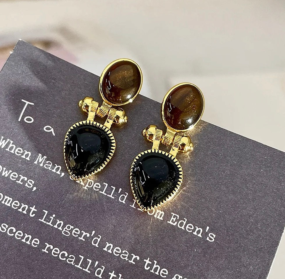 İthal Retro Amber Küpe