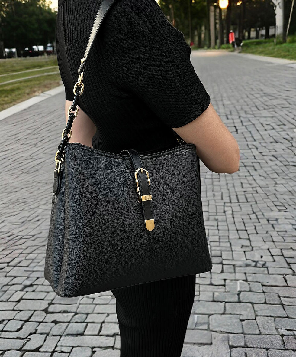 Küçük resim: Bowden el ve omuz çantası siyah renk 