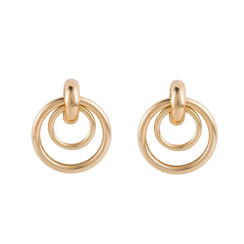 Küçük resim: İthal vintage daire küpe gold renk 