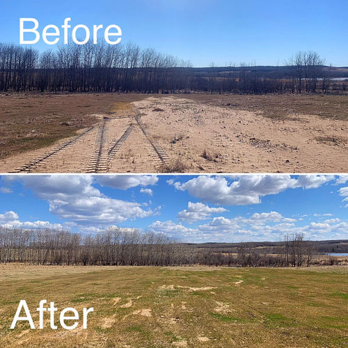 Before and after images of a deserted area repatched