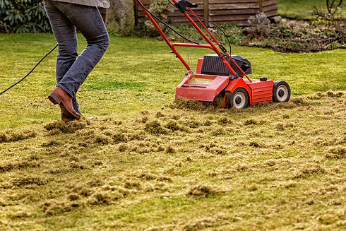 Image of man mowing lawn