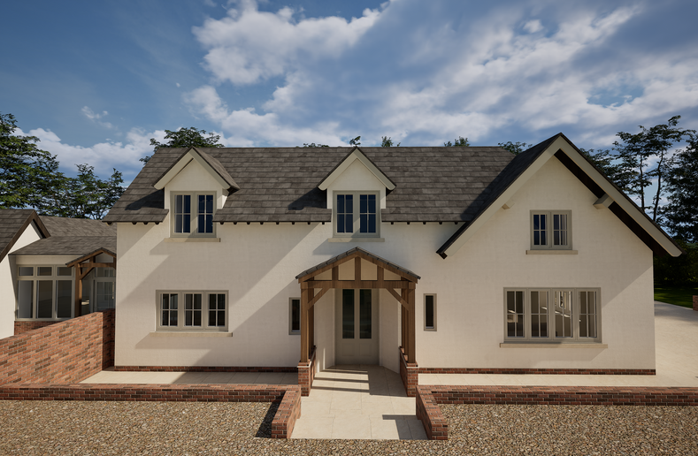 Exterior material and colour study applied to the renovated home.