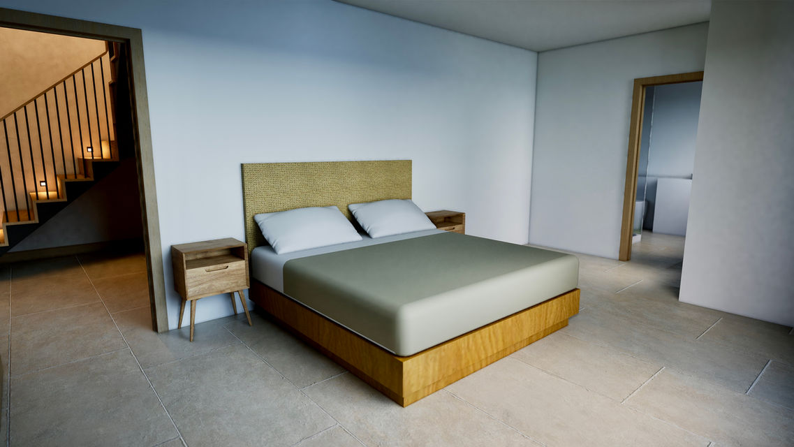 Plain bedroom with ensuite designed in unreal engine for viewing in VR