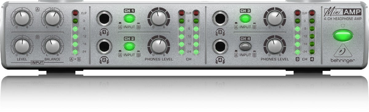 MINI-AMPLIFICADOR P/AUDIFONO 4 CANALES BEHRINGER AMP800