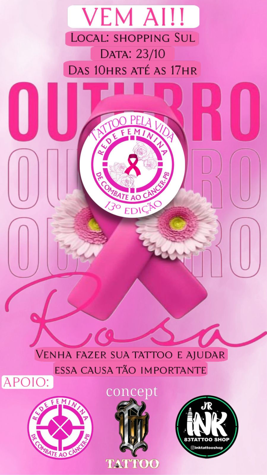 Tatuar-se por uma boa causa: 13ª Edição do Tattoo pela Vida acontece no Shopping Sul