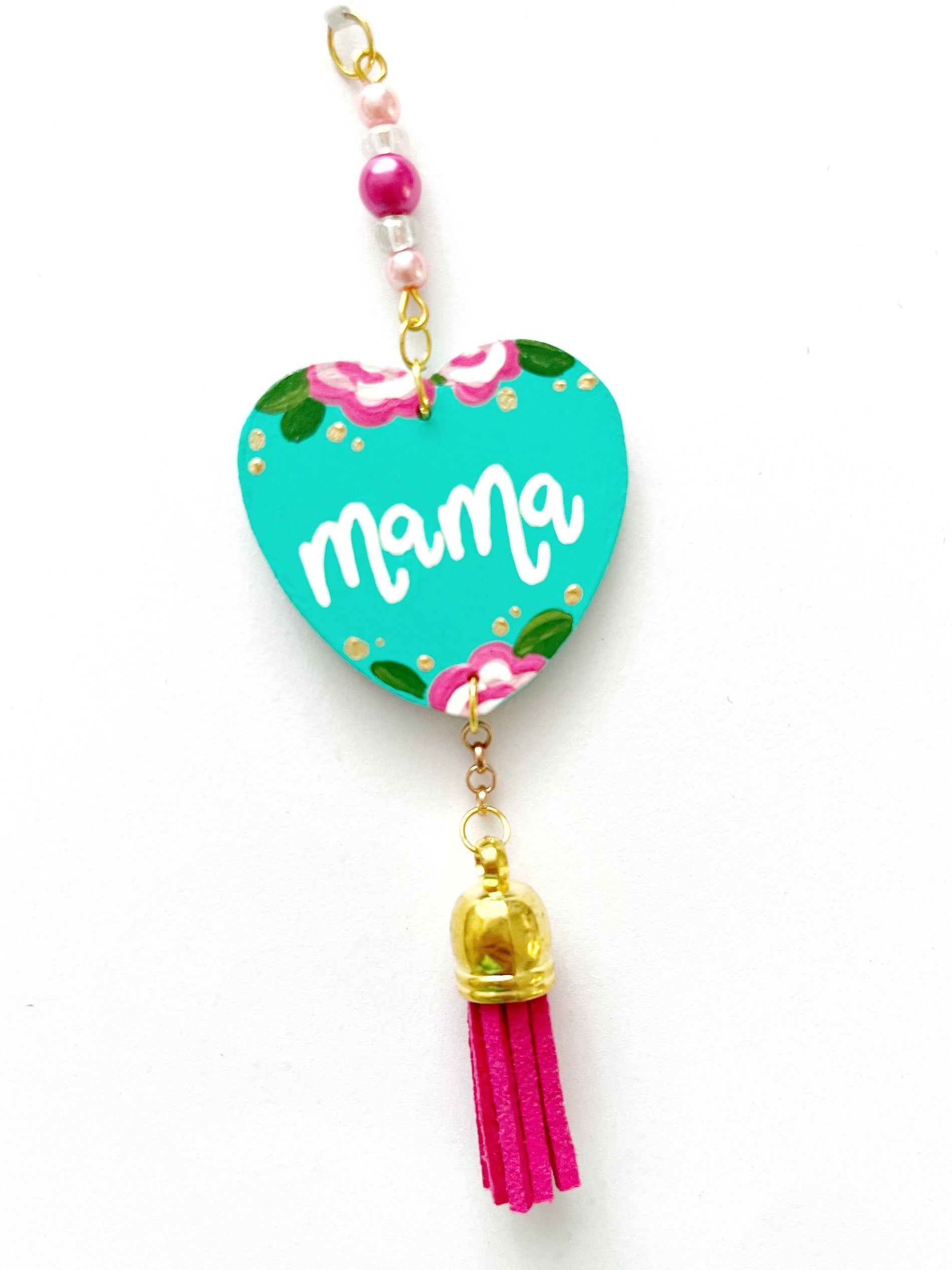 “Mama” Floral Car Mirror Charm