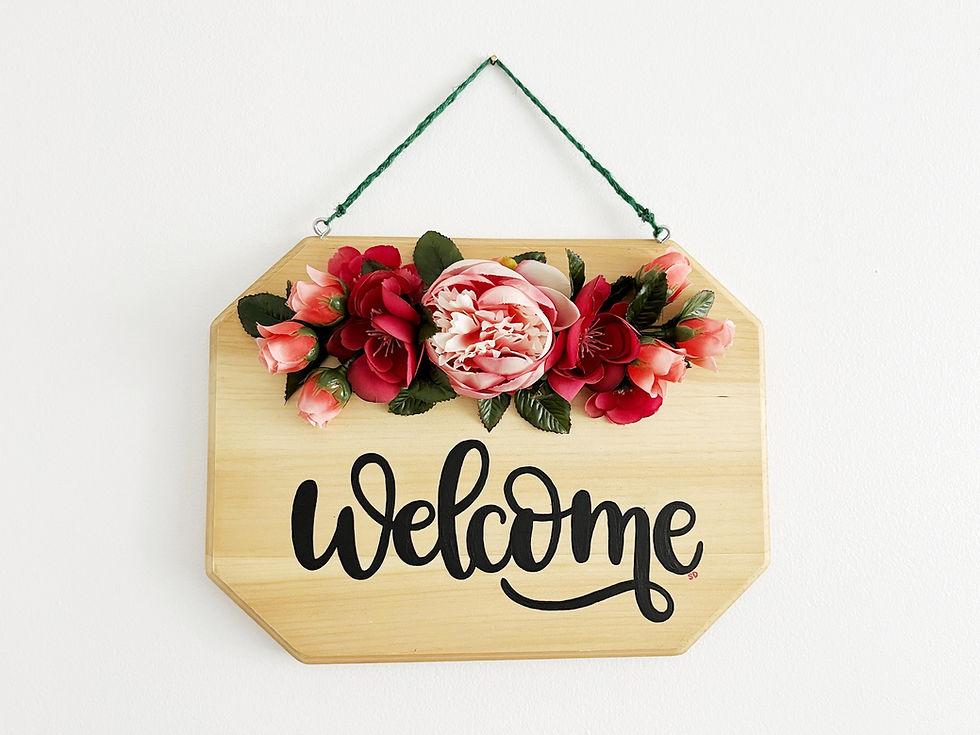 Pink Roses Welcome Sign