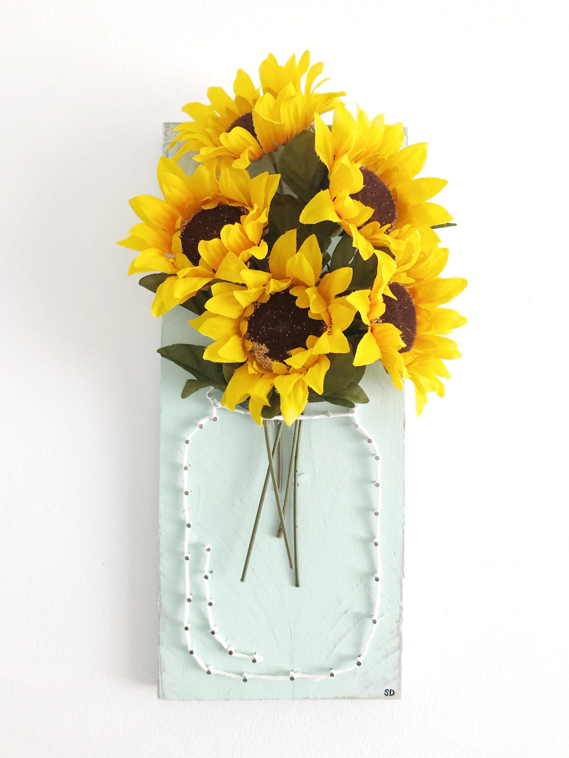 Mint Sunflower Mason Jar Sign