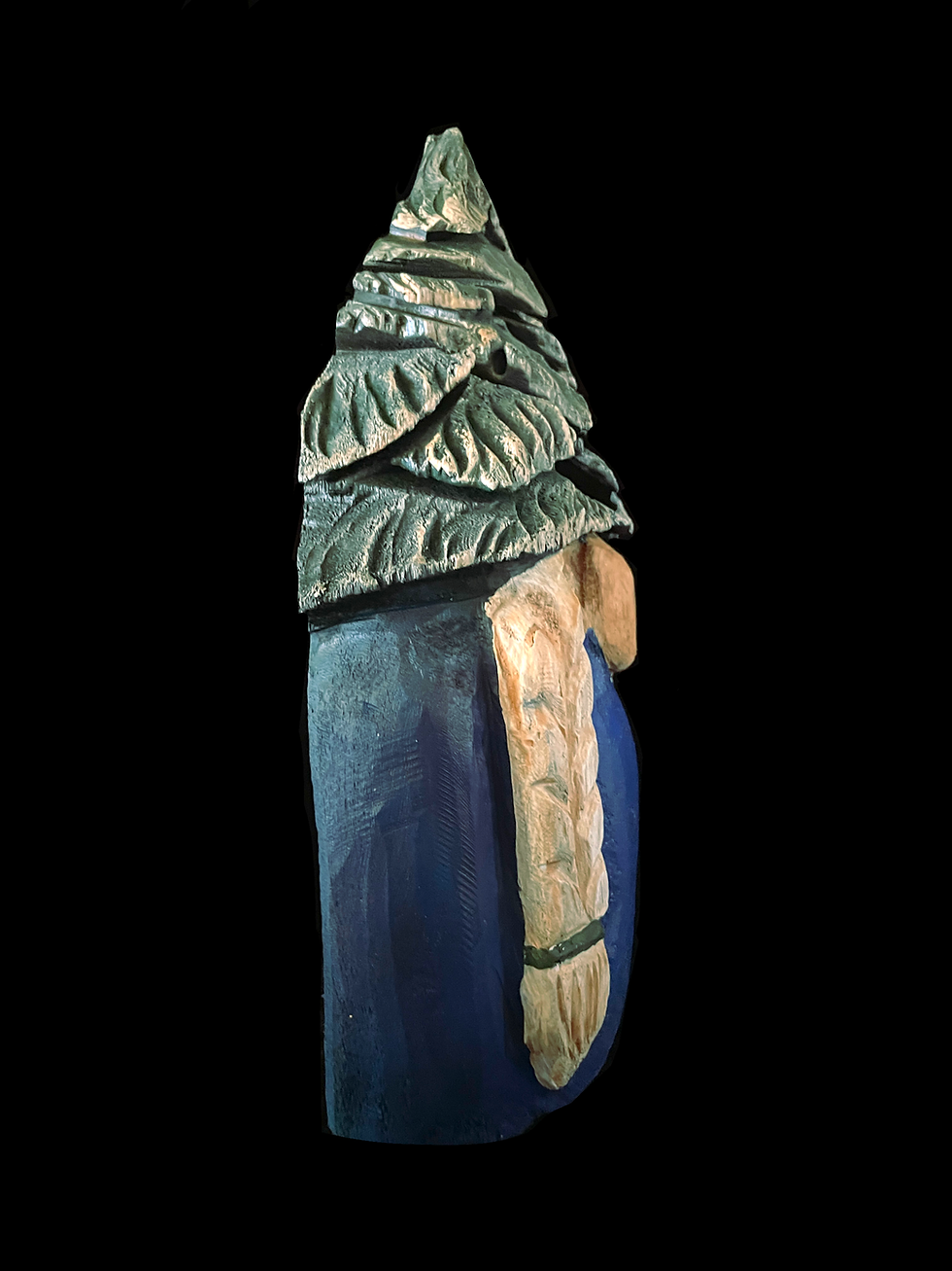 Thumbnail: Hand-carved wooden gnome with charming forest style and rustic finish, whimsical woodland décor for home or garden.