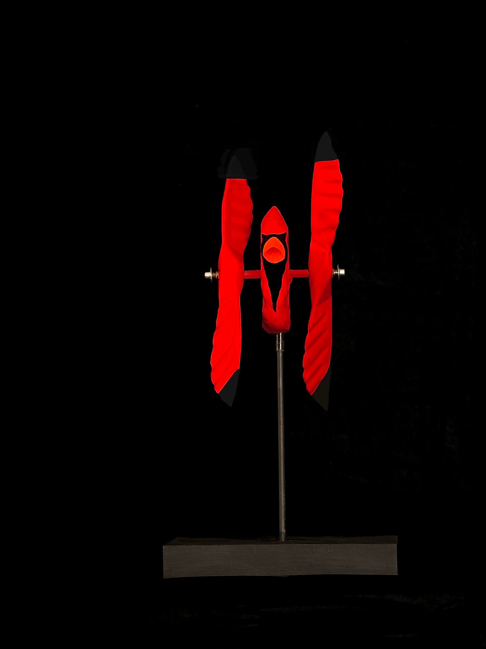 Thumbnail: Wooden cardinal whirligig with spinning wings, handmade and weatherproof.