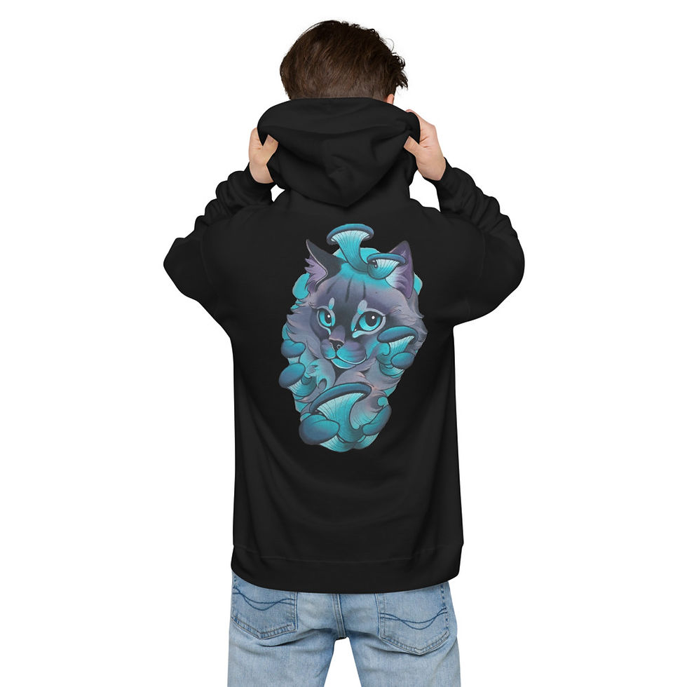 Thumbnail: Blue Baby Panther Mushroom Hideout Unisex fleece hoodie