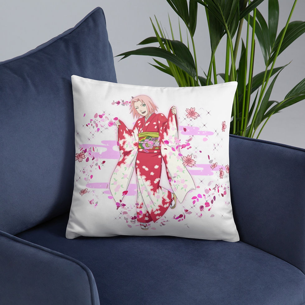 Thumbnail: Sakura with Dred panther BG logo Basic Pillow