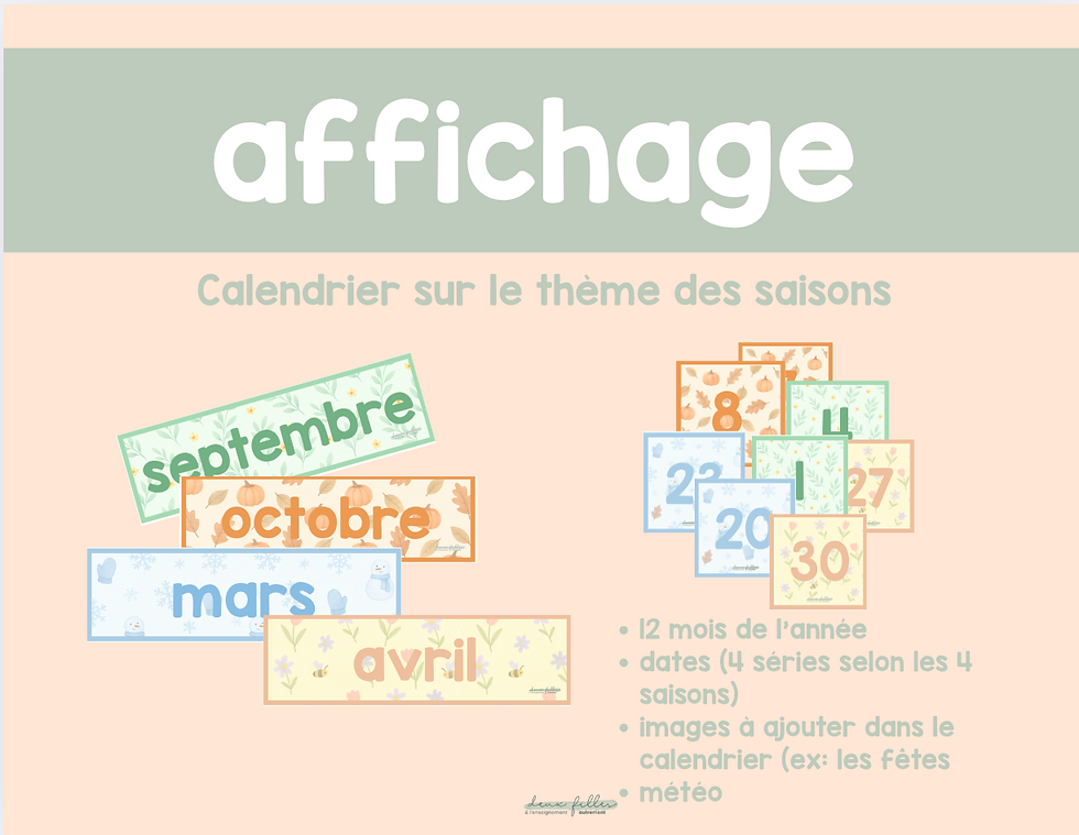 Calendrier thème saisons