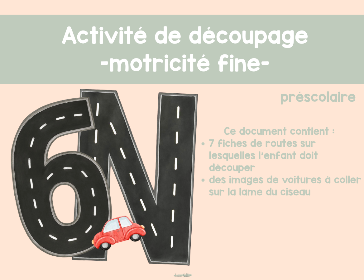 Activité de motricité fine- voitures-
