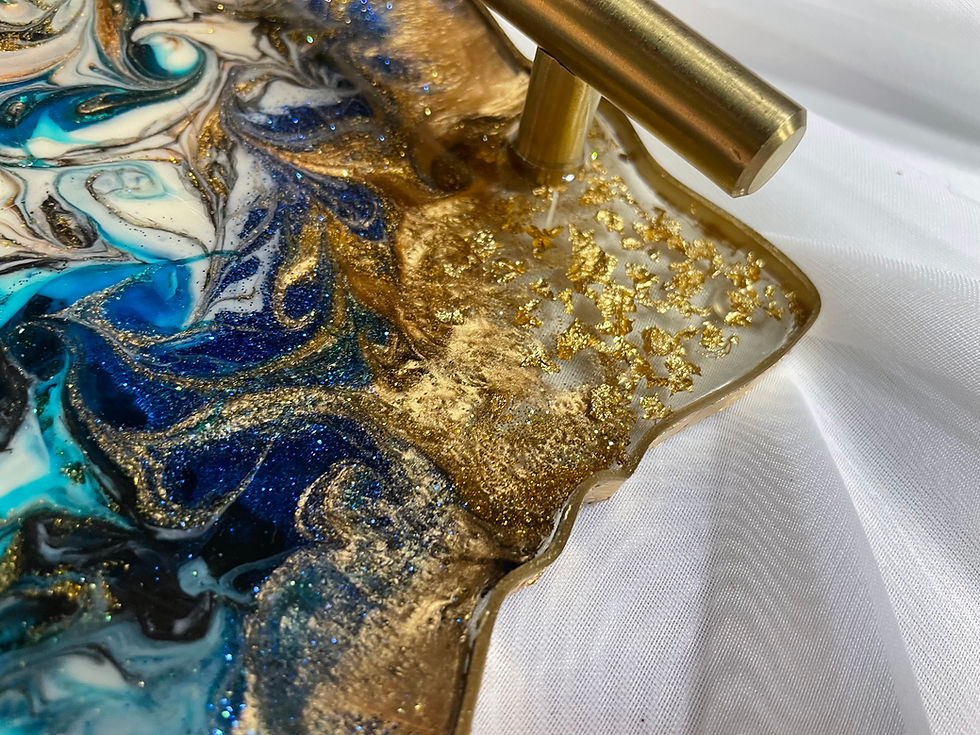 Thumbnail: Blue, White, Gold Swirled Tray