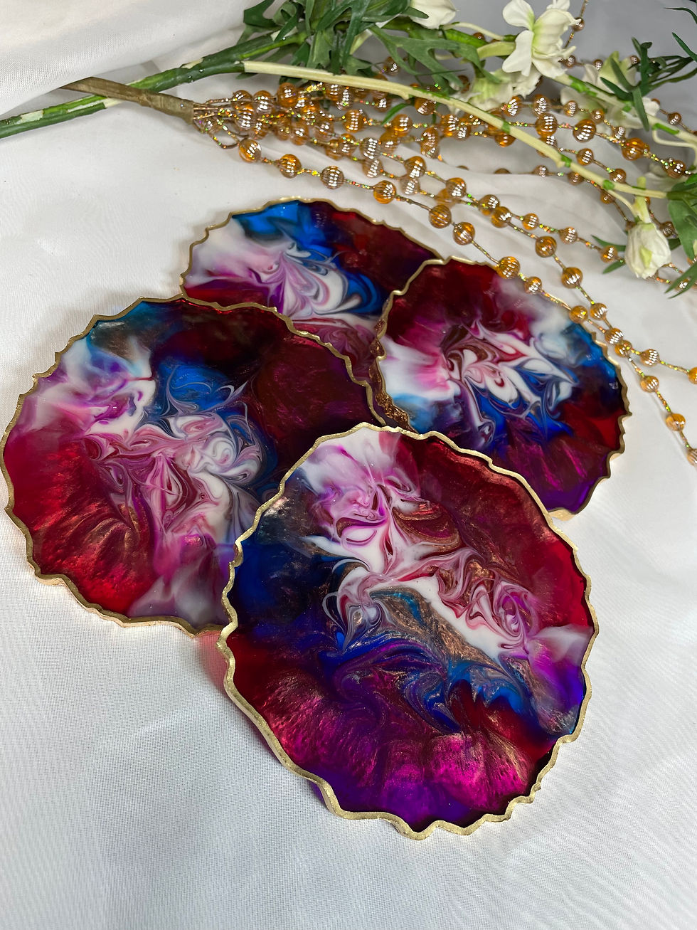 Multi-color swirled 4-set coasters