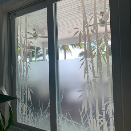 Sliding glass door decorative film design. Partially clear. Clear frost and White frost shades.