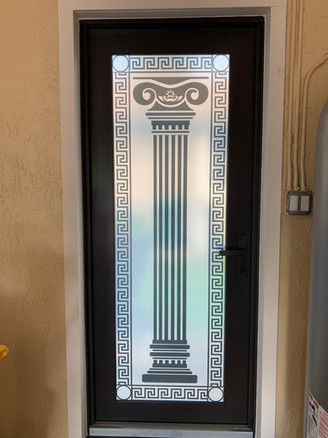 Roman Column single door design. decorative glass door.