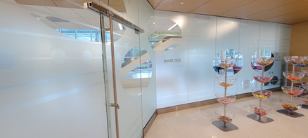 Music Score Design for Children Hospital in New Orleans, Inside of store. large areas of the design are clear to allow for proper viewing of the inside of the store.