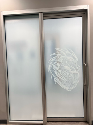 Decorative custom design with low opacity white point (20%). Logotype in White frost 80%.