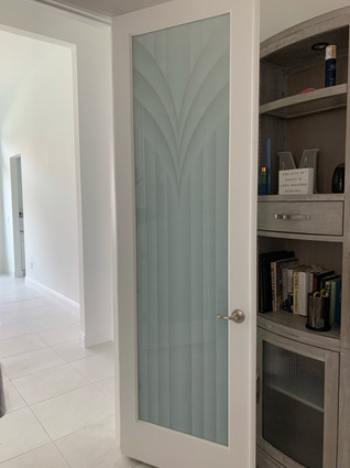 Decorative film design with many shades of white frost and gradients. Home office doors with privacy.