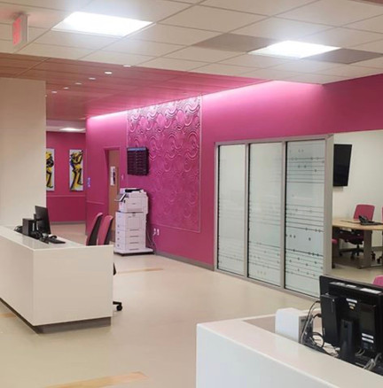 custom frost design for Children Hospital in New Orleans. Clear frost music score with white 60% background.