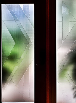Decorative Clear frost design, with frosted textures. Once on the glass it is visible when you are close. From a distance you will think the door is only frosted.