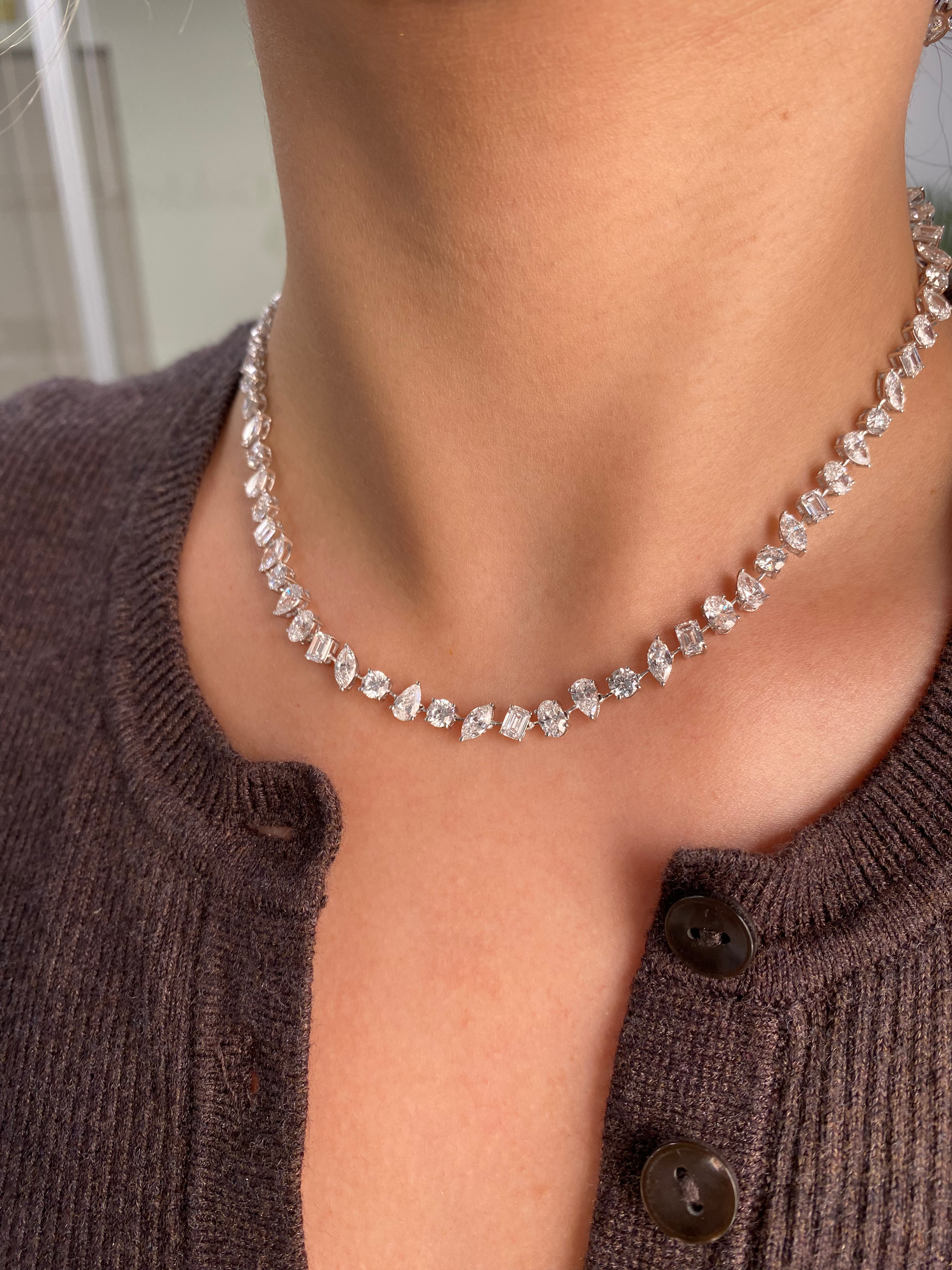 Tilted Multi-Shape Tennis Necklace