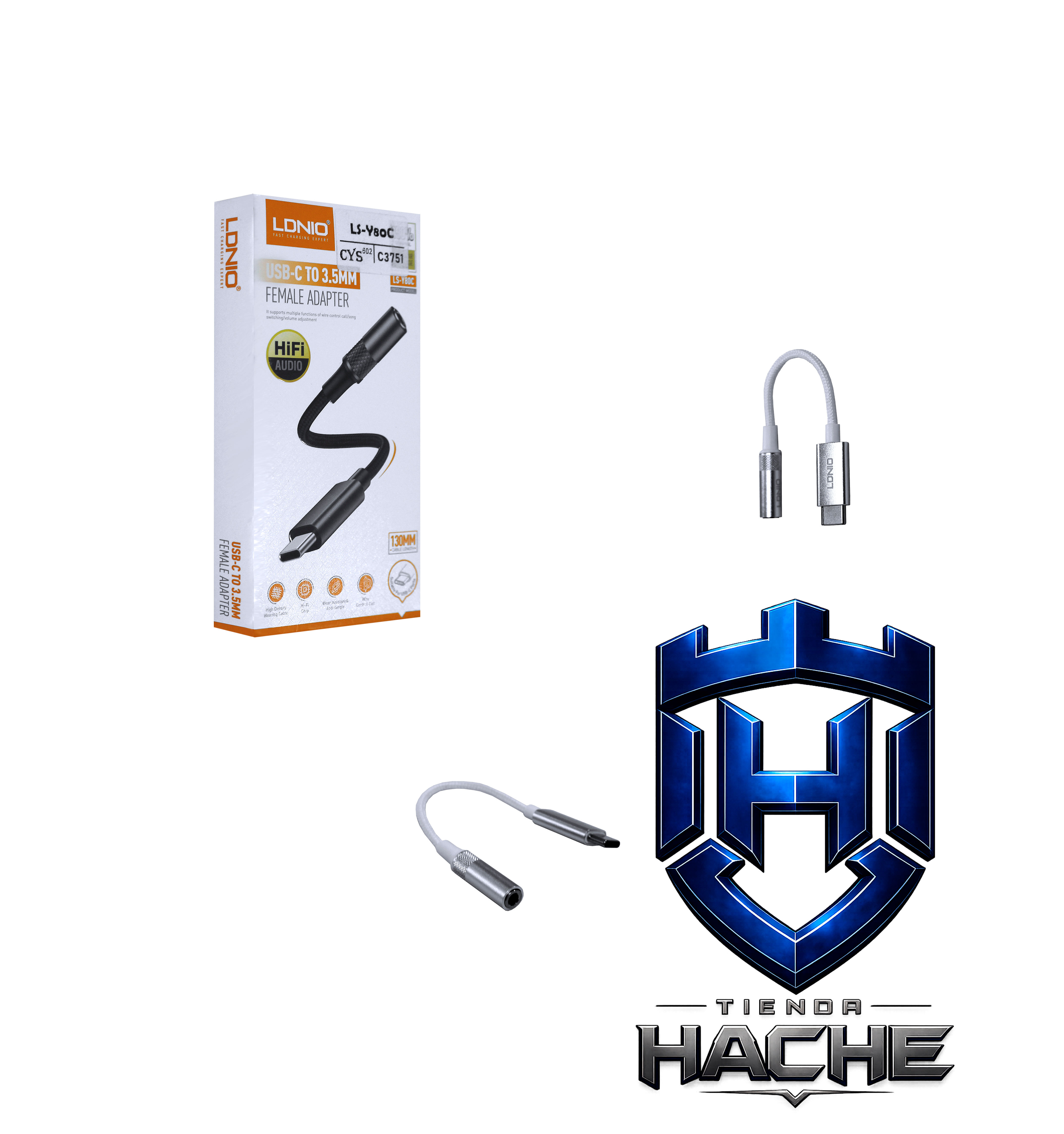 Adaptador LDNIO Tipo C a Mini Jack 3.5mm